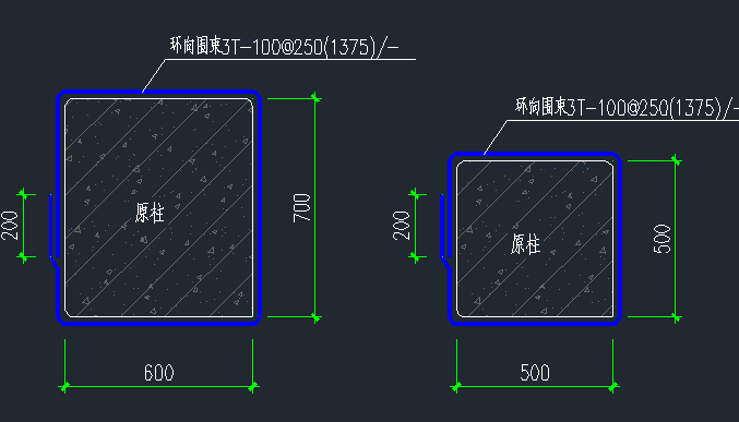 福州加固公司某建筑結構改造加固工程柱加固平面圖